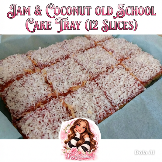 Jam & coconut old school cake Tray (12 slices)