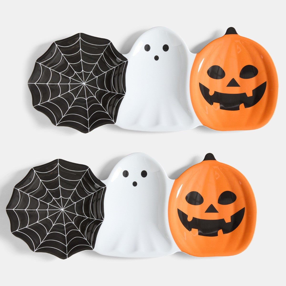 2 Pack Halloween Trio Serving Platters - Black/White