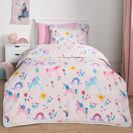 Unicorn Coverless 10.5 Duvet & Pillowcase, Pink - Single