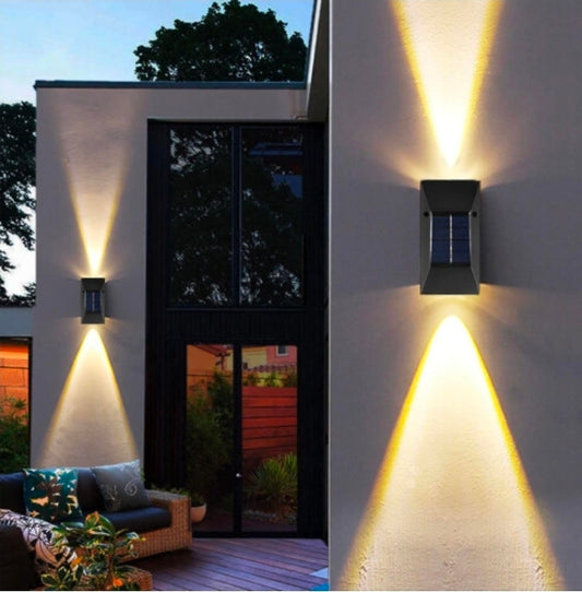 Solar Wall Light Up And Down Illuminate Black , 2 Pack