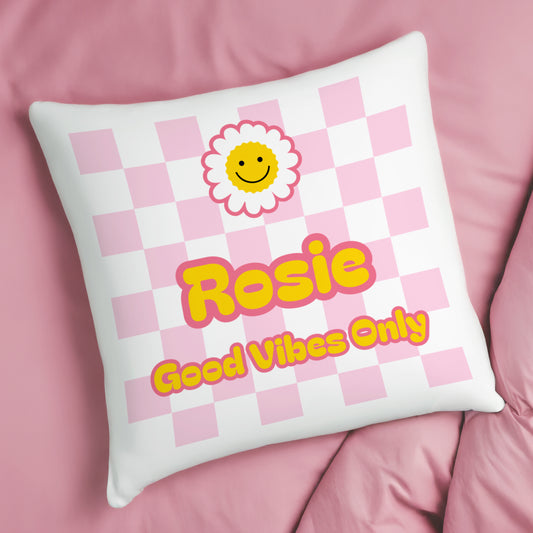Personalised Daisy Checked Cushion