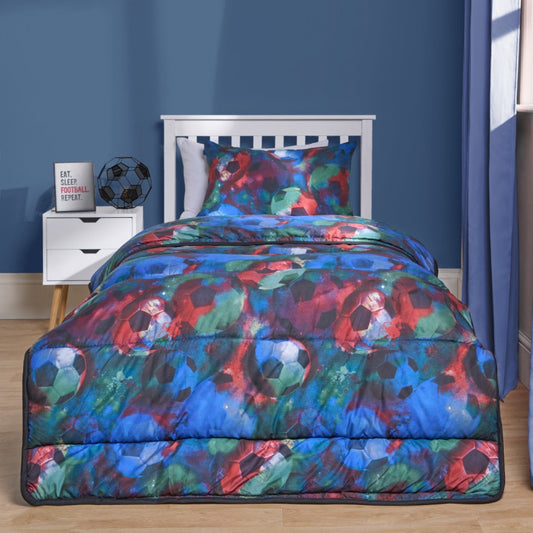 Football Coverless 10.5 Tog Duvet Set, Neon - Single