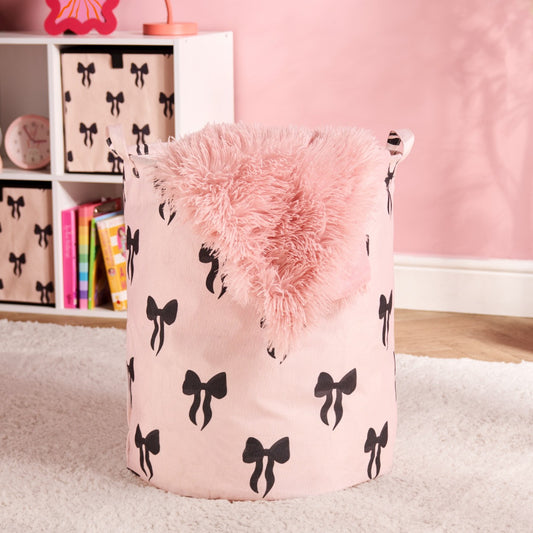 Bow Print Storage Basket - Monochrome