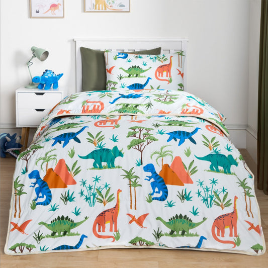 Dino Coverless 10.5 Tog Duvet & Pillowcase, Multi - Single