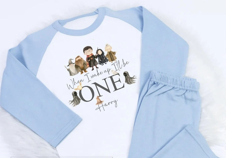 When i wake up i'll be Personalised wizard 1 potter  PJ'S Toddler Kids hary