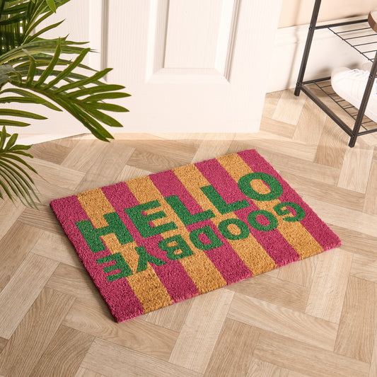 Hello Goodbye Print Coir Mat - Multi