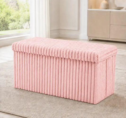 Pink Large Ribbed Home Storage Box