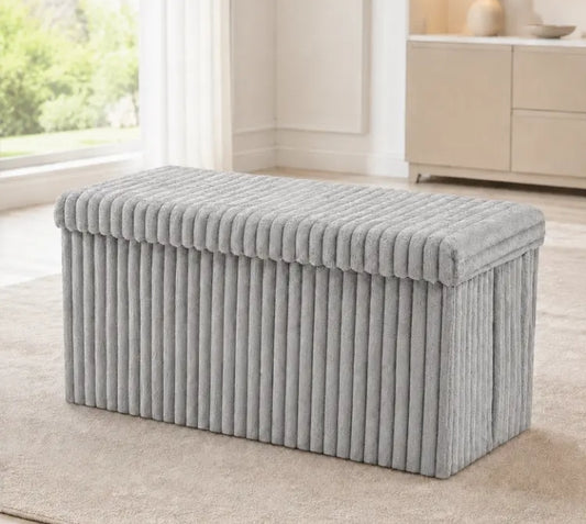 Grey Large Ribbed Home Storage Box