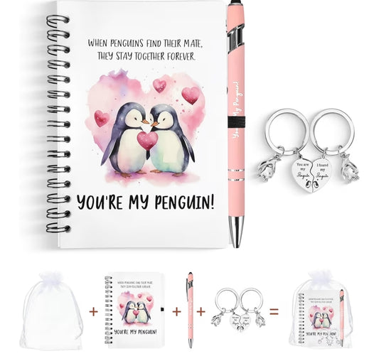 Valentines Gifts for Him Her  Cute Penguin Notebook Gift Set
