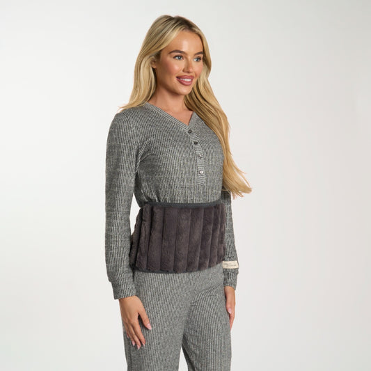 Adjustable Ribbed Hot Water Bottle Belt - Charcoal