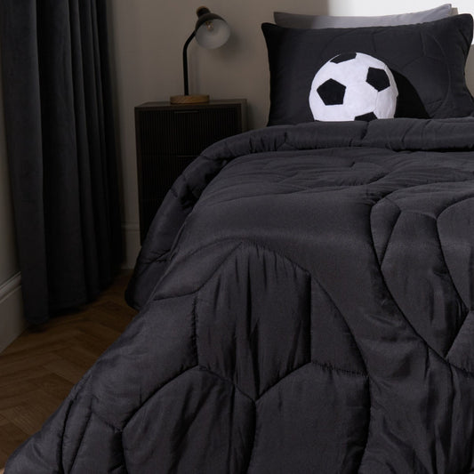 Football Quilted Coverless 7.5 Tog Duvet Set - Black