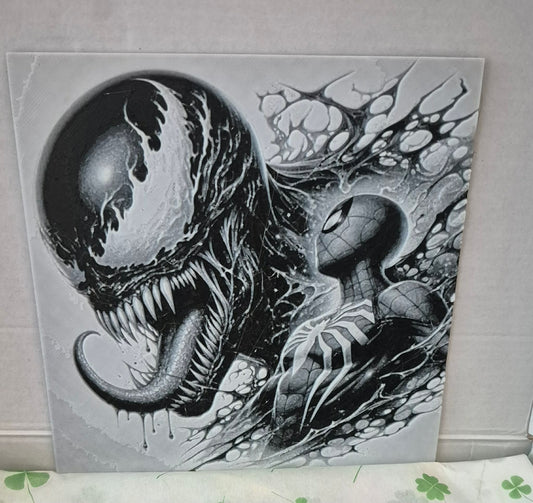 Venom and Spiderman hueforge