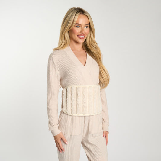 Adjustable Ribbed Hot Water Bottle Belt - Cream
