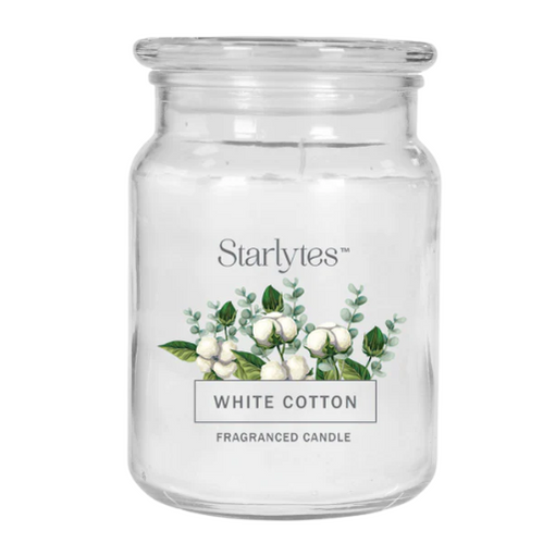 Premium Starlytes White Cotton Large Jar Candle 18oz