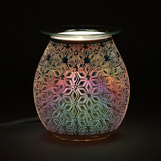 3D Geometric Flower Light Up Electric Oil Burner (UK 3-Pin Plug)