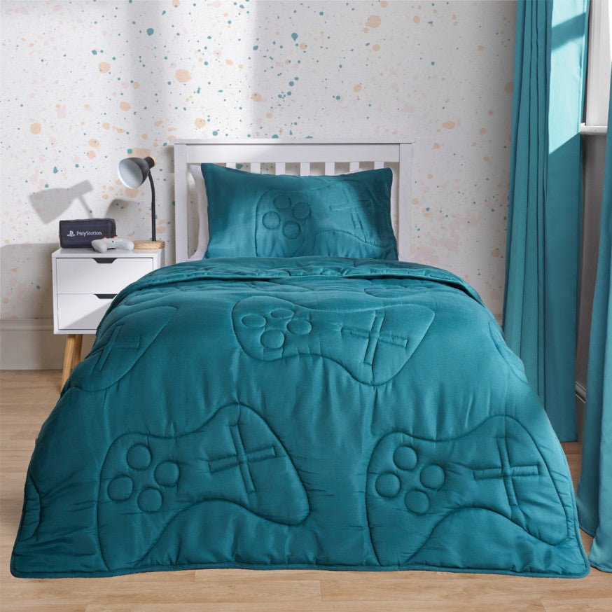 Coverless Gaming Quilted 7.5 Tog Duvet Set - Teal