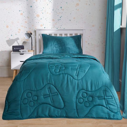 Coverless Gaming Quilted 7.5 Tog Duvet Set - Teal