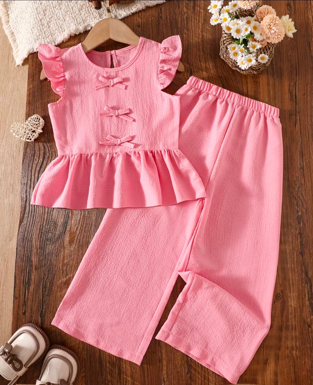 Girls 2pcs Bow Ruffle set