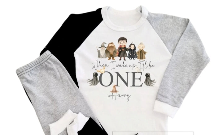 When i wake up i'll be Personalised wizard 1 potter  PJ'S Toddler Kids hary