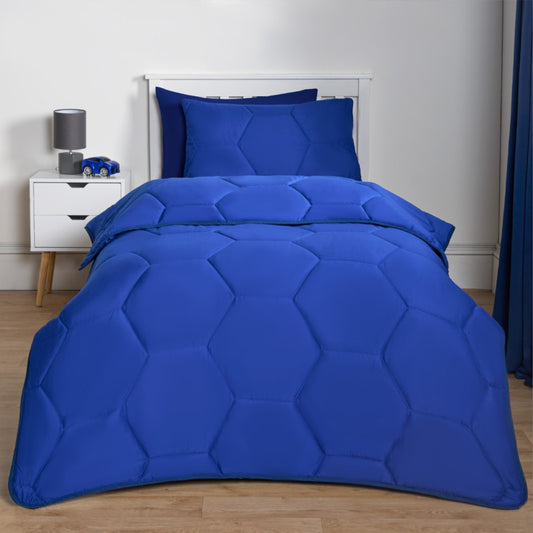 Coverless Honeycomb Quilted 7.5 Tog Duvet Set - Blue