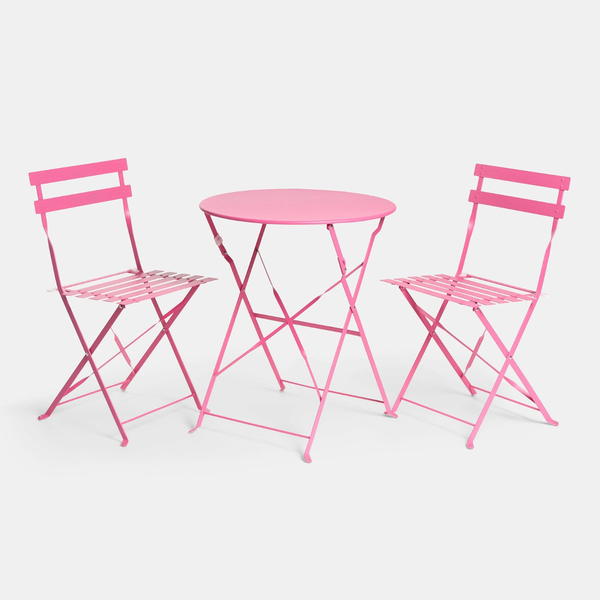 Metal Bistro Set, 3 Piece - Hot Pink