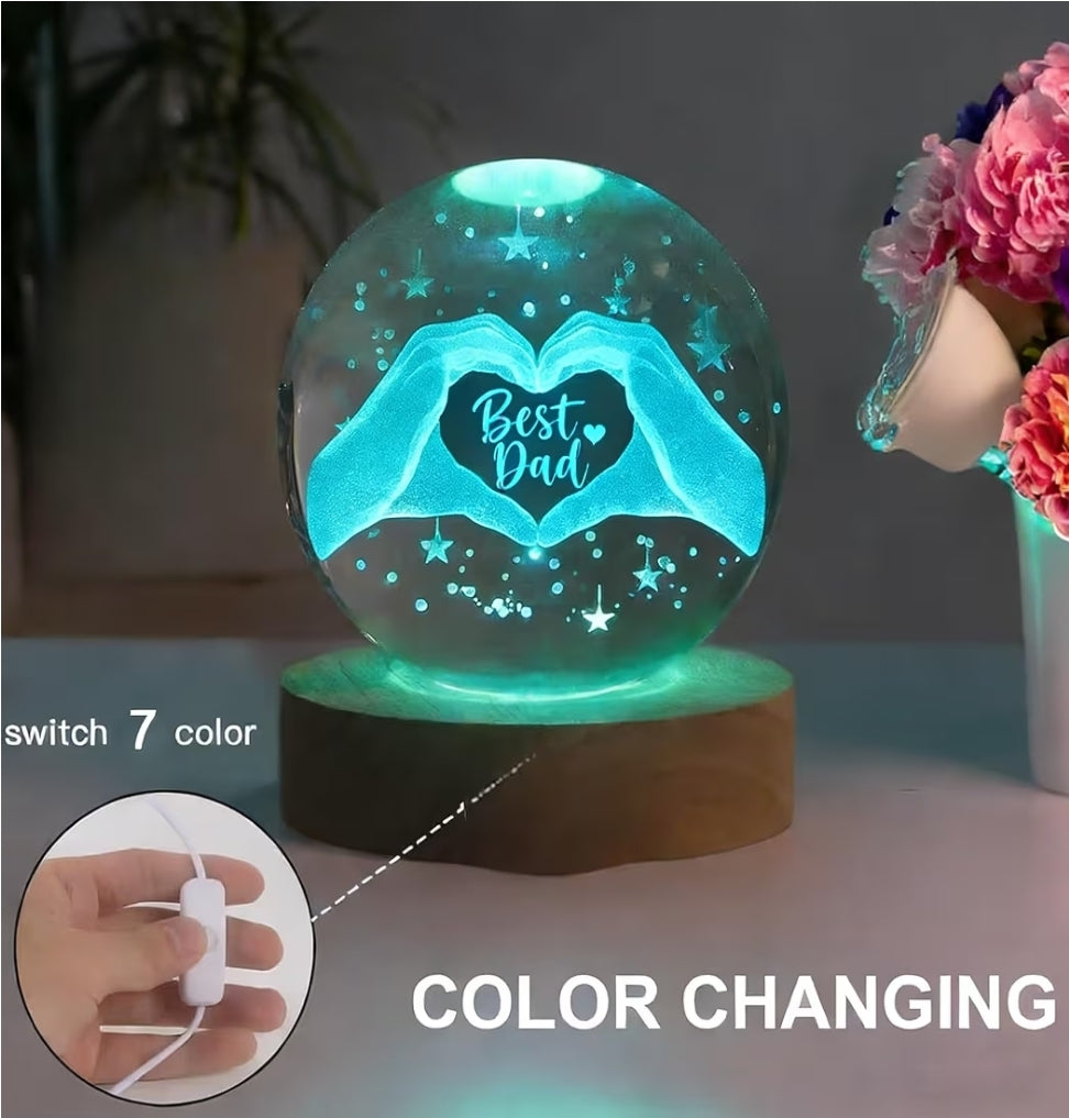 80mm 3D Color Changing Crystal Ball gift for Dad