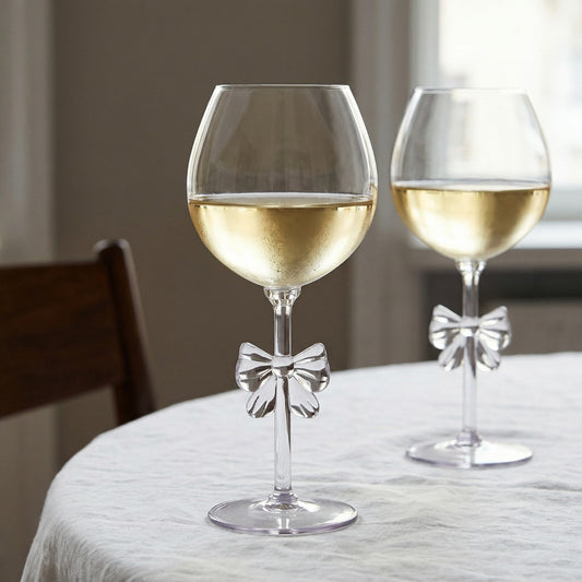 Plastic Bow Wine Glasses, Clear - 2 Pack (pre order)