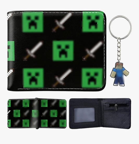 Teens Minecraft Design wallet & Keychain set