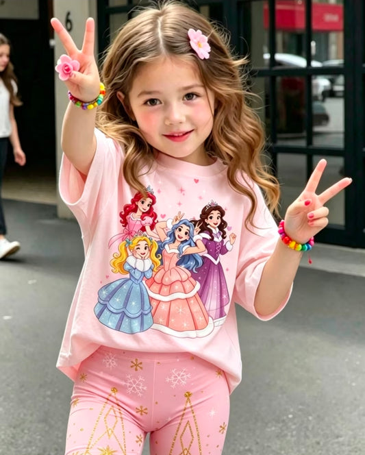 Girls Cartoon Character Print Short & Top set